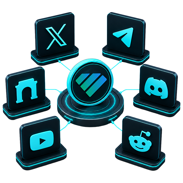 Crypto social media management hero illustration